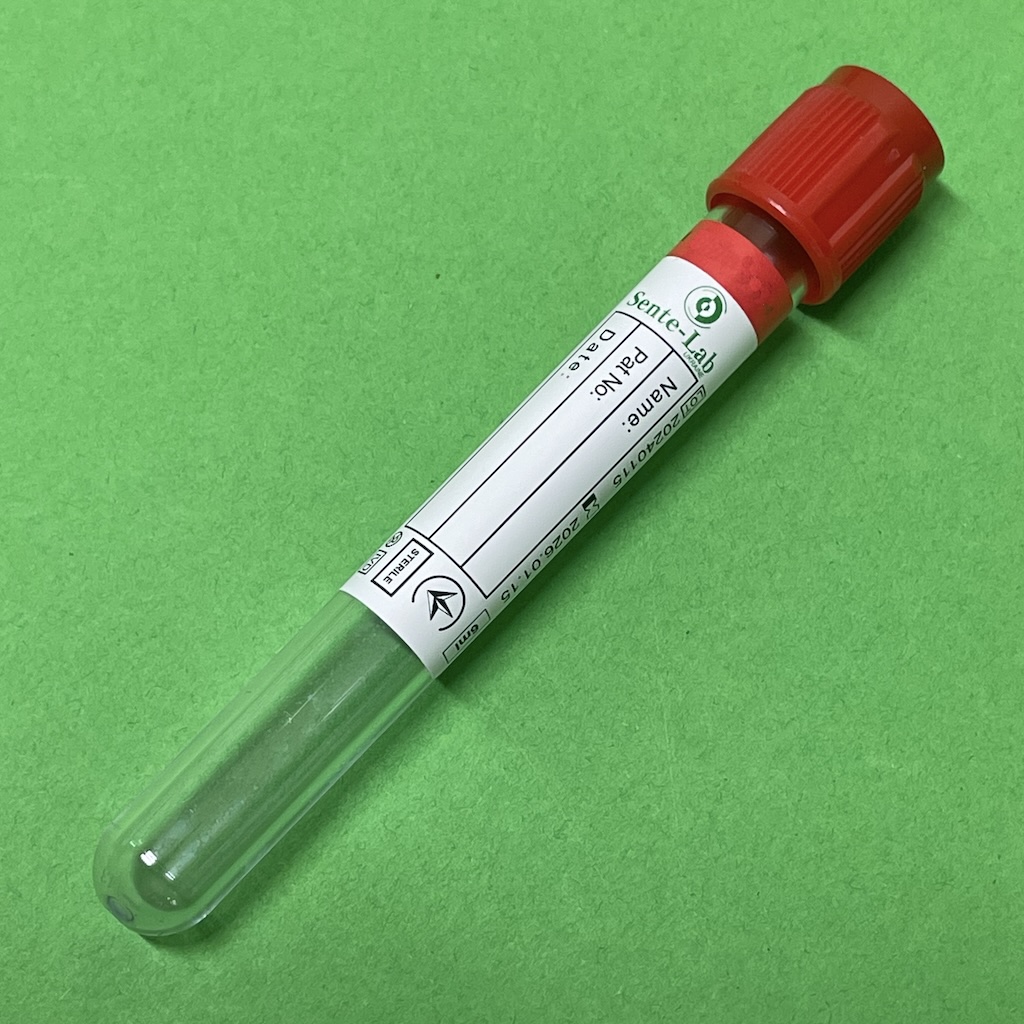 Пробірка вакуумна 13*100 мм, для забору крові 6 мл, "SENTE-LAB", стерильна, з активатором згортання для IVD